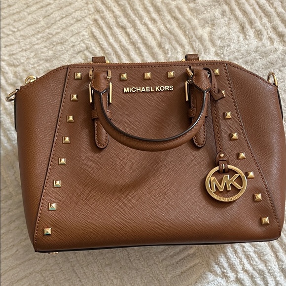 Michael Kors Tan Studded Satchel - Picture 1 of 8